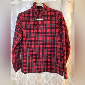 Lands' End Red and Green Plaid Fleece